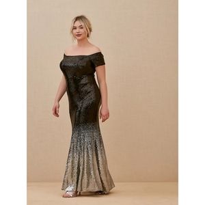 Black & Silver Ombre Sequin Maxi Dress Torrid